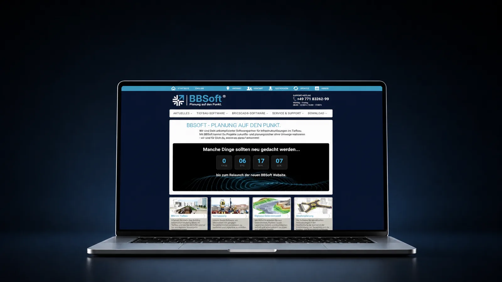 The previous BBSoft website with a countdown to the relaunch
