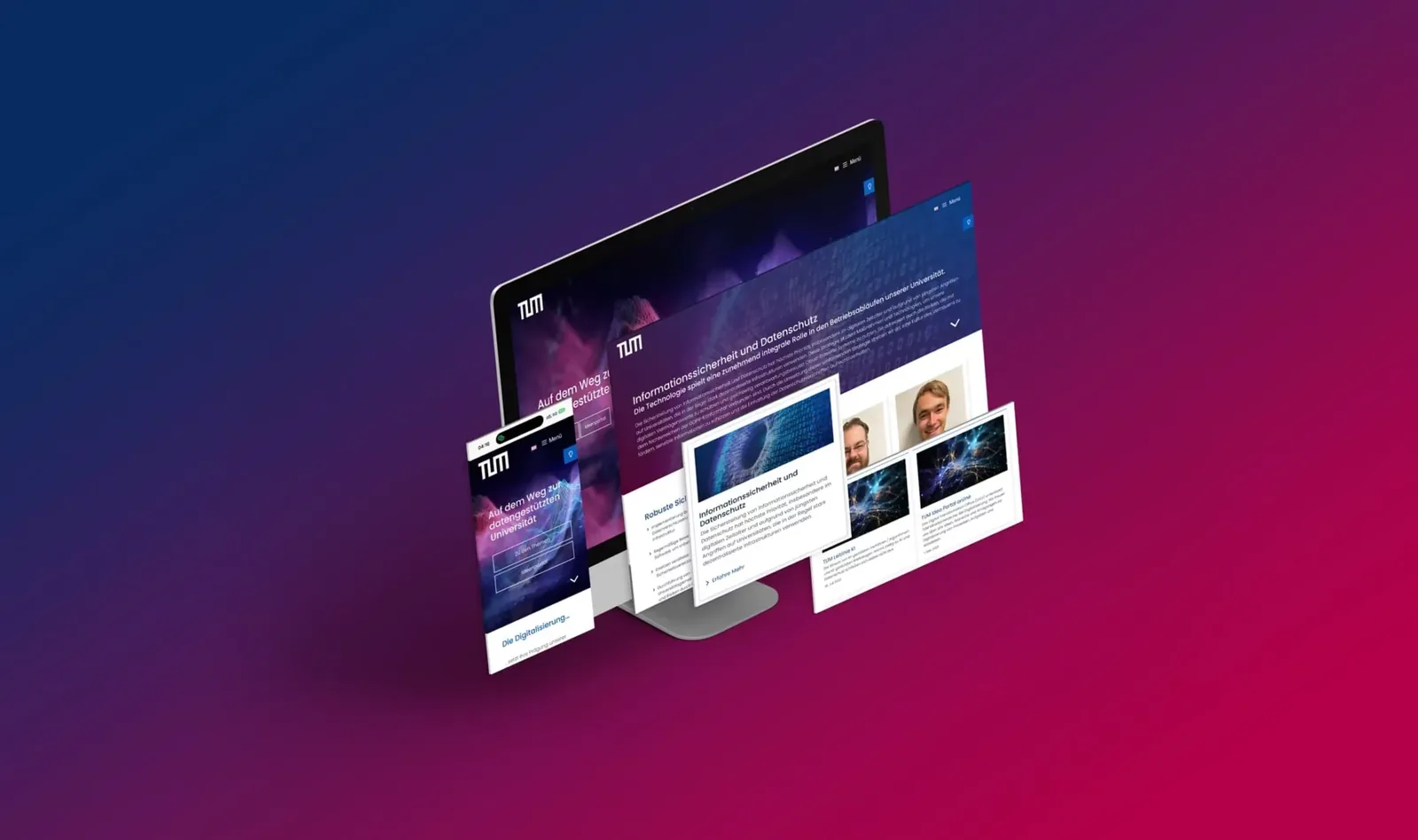 Visualisierung der neuen Projektwebsite der Technischen Universität München